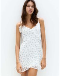 Pull&Bear - Floral Lace Ruffle Mini Dress - Lyst