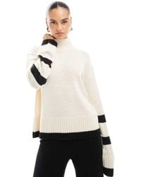 Brave Soul - Knitted High Neck Jumper With Stripe Detail - Lyst