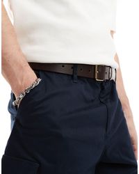 ASOS - Leather Belt With Burnished Gold Roller Buckle - Lyst