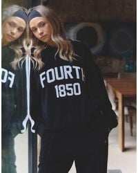 4th & Reckless - X Felicia Wedin Apres Ski Velour 1850 Side Stripe Logo Sweatshirt Co-ord - Lyst