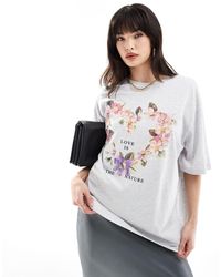 ASOS - Oversized T-shirt With Floral Heart Graphic - Lyst