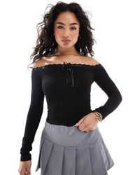 Glamorous - Bardot Long Sleeve Top - Lyst