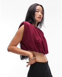 ASOS - Shoulder Pad Detail Bubble Hem Top With Gathers - Lyst