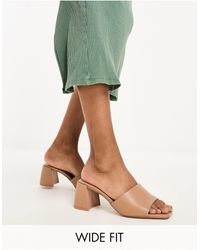 Stradivarius - Wide Fit Cross Over Band Chunky Block Heeled Sandal - Lyst