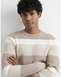 River Island - Knitted Stripe Cotton Blend Jumper - Lyst
