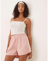 adidas Originals - Renshorts Van Satijn Met Ruches En 3 Strepen - Lyst