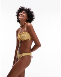 TOPSHOP - Miami Frill High Leg Brief Bikini Bottoms - Lyst