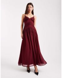 Miss Selfridge - Chiffon And Lace Cami Maxi Dress - Lyst