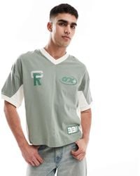 ASOS - Boxy Oversized Dropped Shoulder T-shirt With Cut And Sew Panelling And Sports Graphics - Lyst