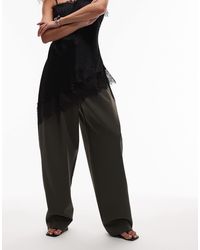 ASOS - Pantalon coupe ample habillé à taille ultra haute - kaki - Lyst