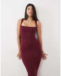 Oh Polly - Modal Square Neck Bodycon Midi Dress - Lyst