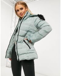 Brave soul marcella padded parka online jacket with faux fur trim hood