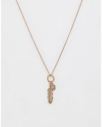 Icon Brand Cadena dorada para el cuello con charms de pluma y calavera - Metálico