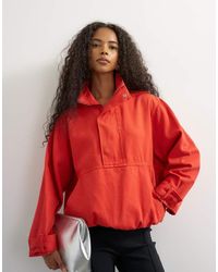 TOPSHOP - Denim Top Met Opstaande Hals En Bubbelzoom - Lyst
