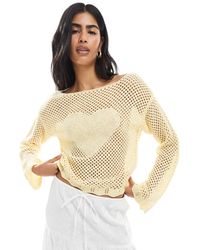 Miss Selfridge - Crochet Heart Tie Back Jumper - Lyst