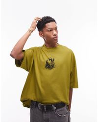TOPMAN - Premium Extreme Oversized Fit T-shirt With Front And Back Nesting Doves Print - Lyst