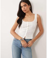 GOOD AMERICAN - Top Abotonado De Tirantes Con Escote Cuadrado De Pointelle - Lyst