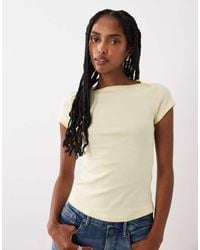 ASOS - Boat Neck Baby T-shirt With Curved Hem And Scalloped Trim Top - Lyst