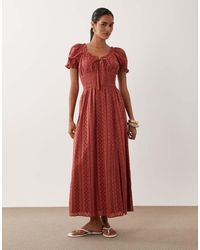 Miss Selfridge - Eyelet Milkmaid Midaxi Dress - Lyst