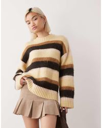 Monki - Oversized Fluffy Stripe Jumper - Lyst