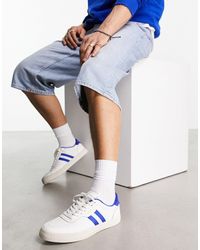 Polo Ralph Lauren - Court vulc - baskets en cuir à logo et bandes - et bleu - Lyst