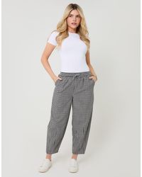 Threadbare - High Waisted Gingham Barrel Leg Trousers - Lyst