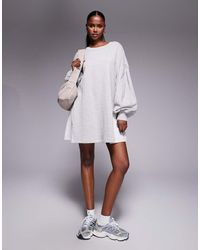 ASOS - Mini-Jurk Met A-Lijn Van Katoenen Sweaterstof - Lyst