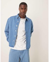 ASOS - Camicia Giacca Di Jeans Oversize A Righe - Lyst