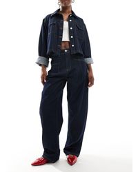 ASOS - Jeans A Vita Alta Lavaggio Rinse Wash Con Pieghe E Gamba A Cilindro - Lyst