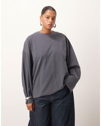 ARRANGE - Curve - t-shirt oversize en coton à manches longues - anthracite - Lyst