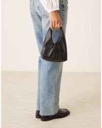 Mango - Faux Leather Slouchy Bag With Gold Statement Handle - Lyst