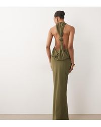 ASOS - Asos Design Tall Draped Halter Neck Maxi Dress With Knot Back Detail - Lyst