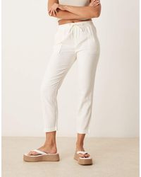 Threadbare - Linen Blend Drawstring Waist Tapered Trousers - Lyst