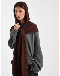 Object - Bufanda Marrón Jaspeado Con Capucha De Punto Muy Suave De - Lyst