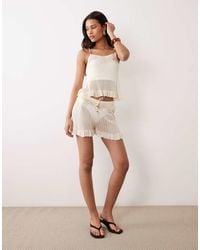 Miss Selfridge - Embroidered Sheer Knit Short - Lyst