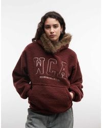 ASOS - Weekend Collective Oversized Borg Hoodie With Fur Trim Hood - Lyst