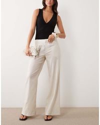 GOOD AMERICAN - Linen Mid Rise Relaxed Wide Leg Trouser - Lyst