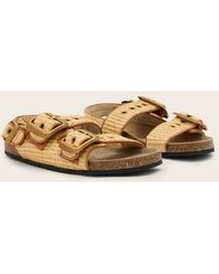 AllSaints - Staffa Double Strap Texured Buckle Leather Sandals - Lyst