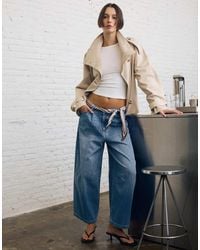 Bershka - Cropped Barrel Jeans - Lyst