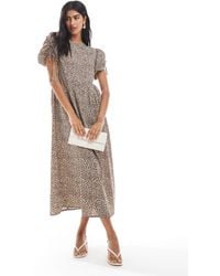 Wednesday's Girl - Leopard Print Tie-shoulder Midaxi Dress - Lyst