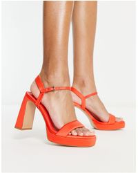 stradivarius platform heeled sandals in cream