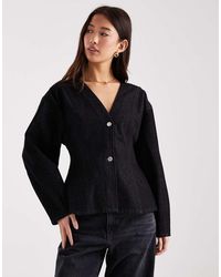 ASOS - Sculpted Denim Top With Cocoon Sleeves - Lyst