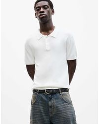 Pull&Bear - Polo en maille à manches courtes - cassé - Lyst