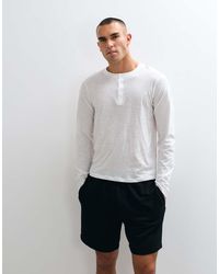 4505 - Lightweight Cotton Slub Long Sleeve Henley T-shirt - Lyst