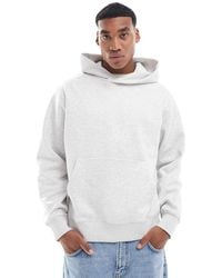 Jack & Jones - Sudadera Gris Claro Jaspeado Extragrande Con Capucha De Tejido Grueso De 400 G/M2 De Premium - Lyst