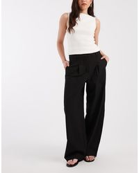 Pieces - Elegante Broek Met Halfhoge Taille En Wijde Ronde Pijpen - Lyst