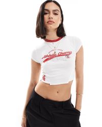 Bershka - Football Graphic Baby Tee - Lyst