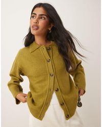 ASOS - Knit Collar Shirt Cardigan With Seam Detailing - Lyst