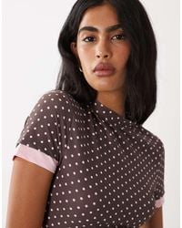 ASOS - Short Sleeve Double Layer Polka Dot Top - Lyst