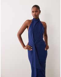 ASOS - Sculpting Jersey High Neck Drape Ruffle Maxi Dress - Lyst